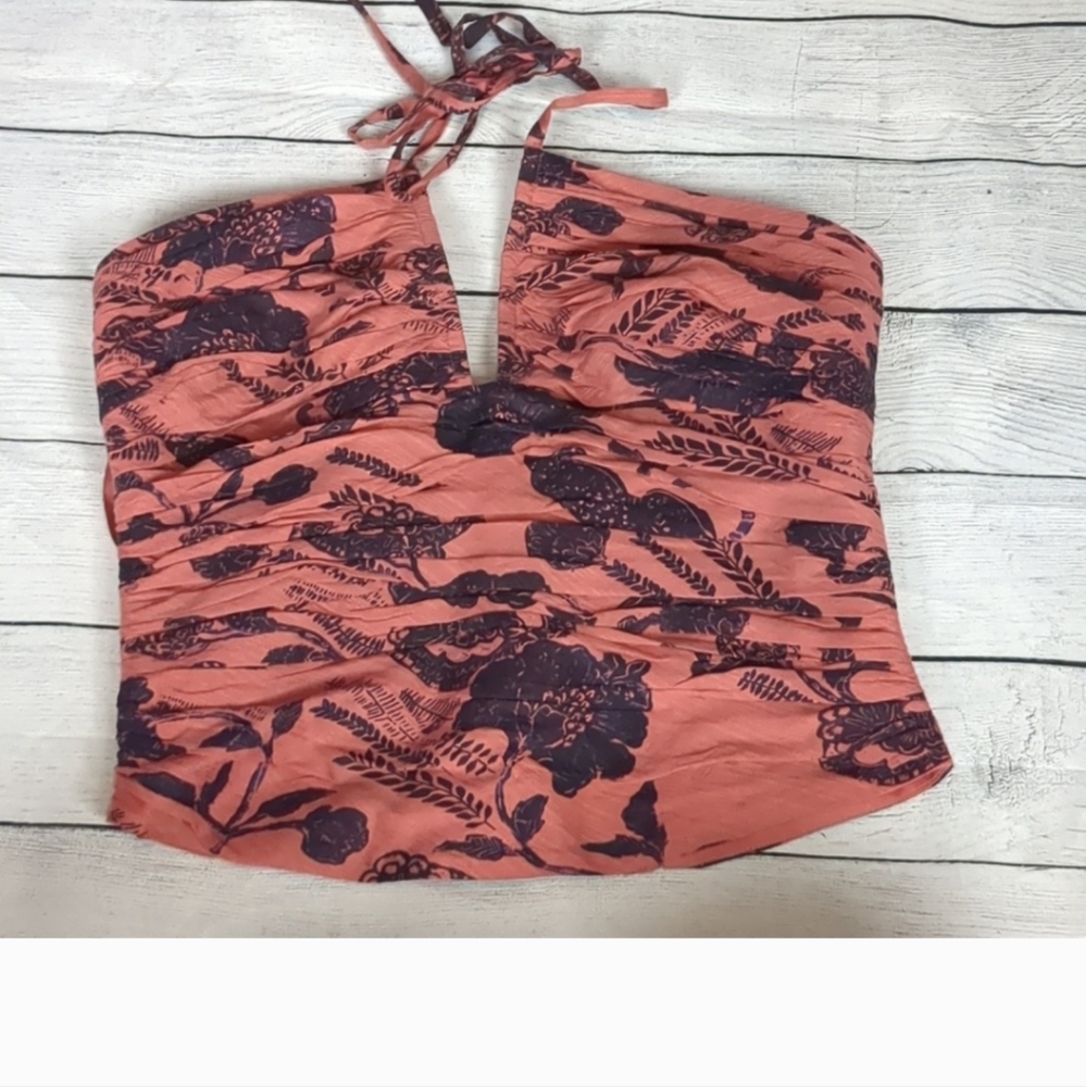 Anthropologie pink combo halter top size 6P